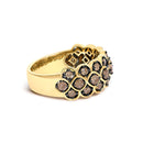 10K Yellow Gold Plated Sterling Silver 1.0 Cttw Brown Diamond Scalloped Motif Band Ring-2