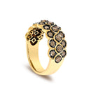 10K Yellow Gold Plated Sterling Silver 1.0 Cttw Brown Diamond Scalloped Motif Band Ring-4