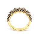 10K Yellow Gold Plated Sterling Silver 1.0 Cttw Brown Diamond Scalloped Motif Band Ring-5