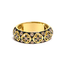 10K Yellow Gold Plated Sterling Silver 1/2 Cttw Champagne Diamond Star Motif Band Ring-1