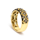 10K Yellow Gold Plated Sterling Silver 1/2 Cttw Champagne Diamond Star Motif Band Ring-4