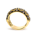 10K Yellow Gold Plated Sterling Silver 1/2 Cttw Champagne Diamond Star Motif Band Ring-5