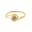 14K Yellow Gold Plated Sterling Silver 1/5 Ct Light Brown Diamond Bypass Solitaire Ring-1