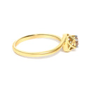 14K Yellow Gold Plated Sterling Silver 1/5 Ct Light Brown Diamond Bypass Solitaire Ring-2