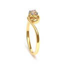 14K Yellow Gold Plated Sterling Silver 1/5 Ct Light Brown Diamond Bypass Solitaire Ring-4