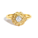 14K Yellow Gold Plated Sterling Silver 1/3 Cttw Lab Grown Diamond Floral Motif Solitaire Ring-1