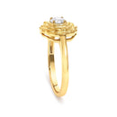 14K Yellow Gold Plated Sterling Silver 1/3 Cttw Lab Grown Diamond Floral Motif Solitaire Ring-4