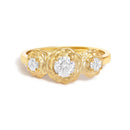 14K Yellow Gold Plated Sterling Silver 1/2 Cttw Lab Grown Diamond Floral 3-Stone Ring-1