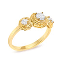 14K Yellow Gold Plated Sterling Silver 1/2 Cttw Lab Grown Diamond Floral 3-Stone Ring-3