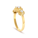 14K Yellow Gold Plated Sterling Silver 1/2 Cttw Lab Grown Diamond Floral 3-Stone Ring-4