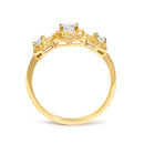 14K Yellow Gold Plated Sterling Silver 1/2 Cttw Lab Grown Diamond Floral 3-Stone Ring-5
