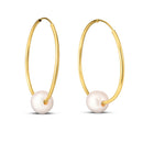 14k Yellow Gold Round Endless Pearl Earring(1x25mm)-2