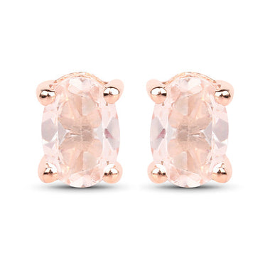 18K Rose Gold Plated 0.80 Carat Genuine Morganite .925 Sterling Silver Earrings