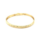 10k Yellow Gold Dome Childrens Diamond Cut Florentine Bangle-2