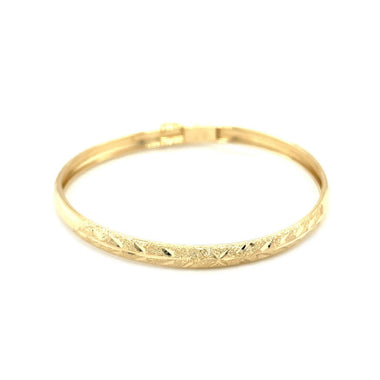 10k Yellow Gold Dome Childrens Diamond Cut Florentine Bangle - 0