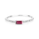 0.22 Carat Genuine Ruby and White Diamond 14K White Gold Ring-3
