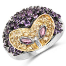2.01 Carat Genuine Rhodolite and Amethyst .925 Sterling Silver Ring-1