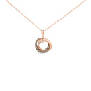 14K Rose Gold 3/4 Cttw Brown and White Diamond Interlocking Circle Hoop 18" Inch Pendant Necklace (G-H Color, SI2-I1 Clarity)-1
