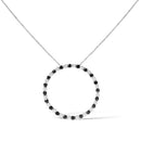 .925 Sterling Silver 2.0 Cttw Alternating Black and White Diamond Open Hoop Circle Pendant Necklace (H-I Color, I2-I3 Clarity) - 18" Inches-1