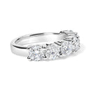 14K White Gold 3.0 Cttw Lab-Grown Diamond Shared Prong Set 6 Stone Band Ring (G-H Color, VS2-SI1 Clarity) - Ring Size 7-3