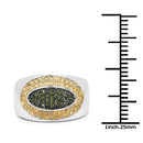 0.38 Carat Genuine Green Diamond and Yellow Diamond .925 Sterling Silver Ring-3