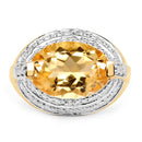14K Yellow Gold Plated 5.06 Carat Genuine Citrine & White Diamond .925 Sterling Silver Ring-3