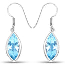 9.76 Carat Genuine Blue Topaz .925 Sterling Silver Earrings-1