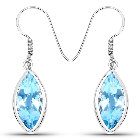 9.76 Carat Genuine Blue Topaz .925 Sterling Silver Earrings