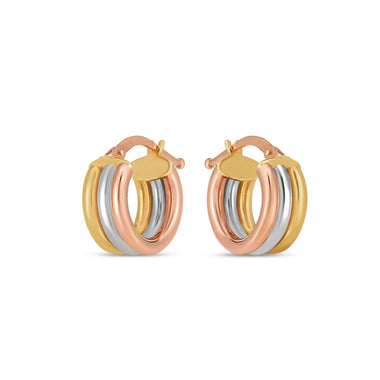 14k Tri Color Gold Trilogy Hoops - 0