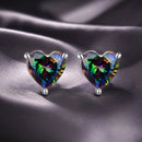 925 Sterling Silver Earrings 7mm Width with Transparent Glass for Women-1