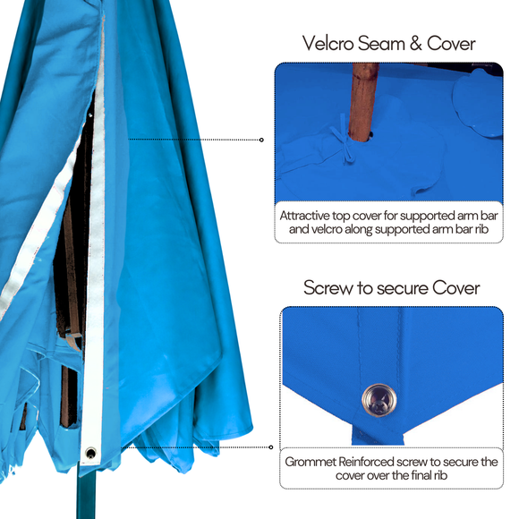 11 ft Cantilever Umbrella Replacement Canopy Supported Bar 8 Ribs Capri Blue Olefin Fabric