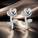 925 Sterling Silver Earrings plated with White Gold, 0.9*0.5cm for Women-1