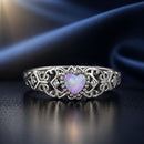 925 Sterling Silver Opal and CZ Stackable Ring in Size 6 for Women-2