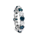 14K White Gold 6 1/4 Cttw Alternating Lab-Grown White and Natural Treated Blue Diamond Eternity Band Ring (F-G Color, VS1-VS2 Clarity)-4