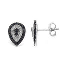 0.47 Carat Genuine Black Diamond & White Diamond .925 Sterling Silver Earrings-2