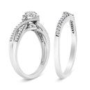 .925 Sterling Silver 1/3 Cttw Composite Diamond Frame Bypass Bridal Set Ring and Band (I-J Color, I2-I3 Clarity) - Ring Size 7-3