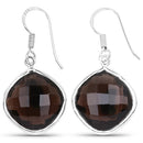 22.80 Carat Genuine Smoky Quartz .925 Sterling Silver Earrings-3