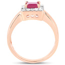 14K Rose Gold Plated 1.26 Carat Genuine Glass Filled Ruby & White Topaz .925 Sterling Silver Ring-2