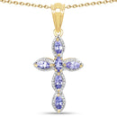 14K Yellow Gold Plated 0.84 Carat Genuine Tanzanite .925 Sterling Silver Pendant-1