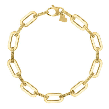 14k Yellow Gold Diamante Paperclip Chain Bracelet (7.00 mm) - 0
