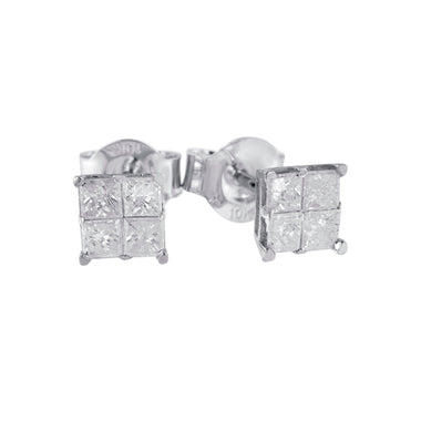 10k White Gold Diamond Stud Earrings (0.60 cttw, I-J Color, I2-I3 Clarity) - 0