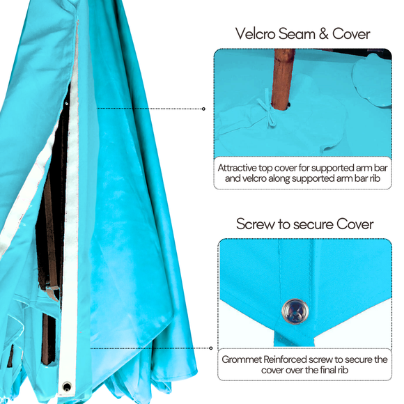 11 ft Cantilever Umbrella Replacement Canopy Supported Bar 8 Ribs Aruba Turquoise