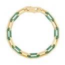 14k Yellow Gold Malachite Paperclip Gem Link Bracelet (7.00 mm)-3
