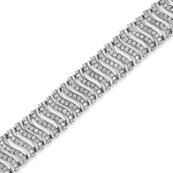 .925 Sterling Silver 5.00 Cttw Round-Cut Diamond "S" Link Bracelet (I-J Color, I3 Clarity) - Size 7.25