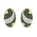 Black and White Rhodium over 14K Yellow Gold 2-1/10 Cttw White and Blue Diamond Oval Omega Back Stud Earrings (H-I and Blue Color, SI1-SI2 Clarity)-2