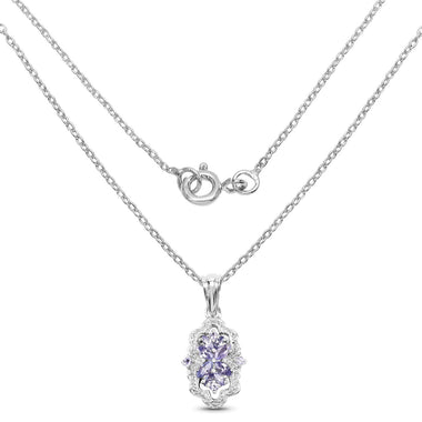 1.03 Carat Genuine Tanzanite & White Topaz .925 Sterling Silver Pendant - 0