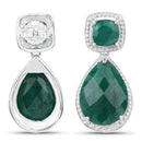 26.00 Carat Dyed Emerald .925 Sterling Silver Earrings-3