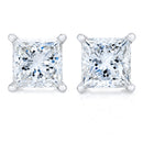 AGS Certified 18K White Gold 1.0 Cttw 4-Prong Set Princess-Cut Solitaire Diamond Screw Back Stud Earrings (E-F Color, SI2-I1 Clarity)-1