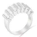 .925 Sterling Silver 1.0 Cttw Baguette Cut Diamond Vertical Channel Fluted Multi-Row Unisex Fashion Wedding Ring (H-I Color, I1-I2 Clarity) - Size 6-3/4-4