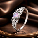 925 Sterling Silver Opal and CZ Stackable Ring in Size 6 for Women-1